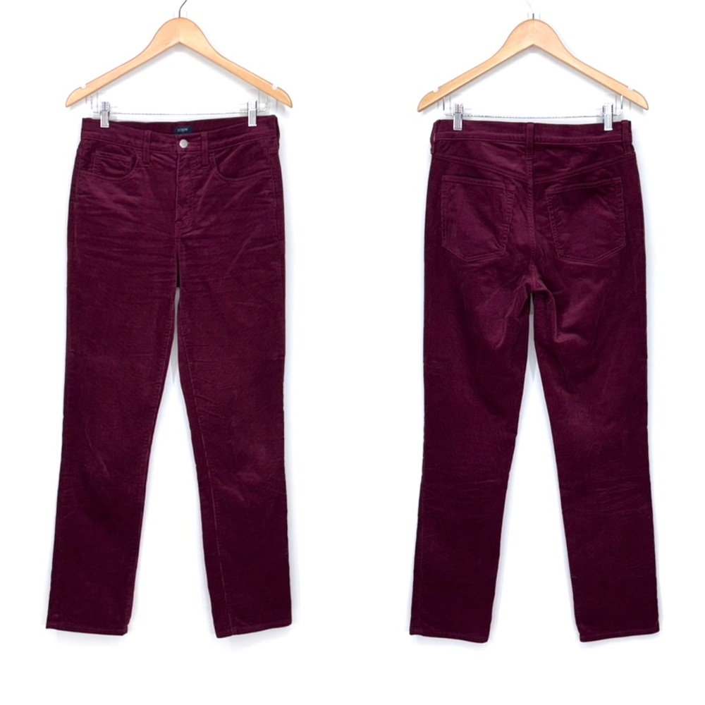 J. Crew Burgundy Wine Color High Rise Straight Slim Leg Corduroy Jeans Size 27T